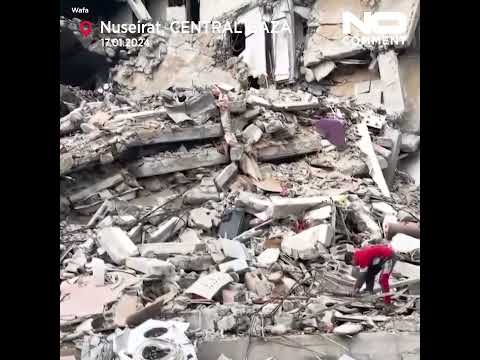 Nuseirat Camp reduced to rubble amid Israeli bombardment of central Gaza