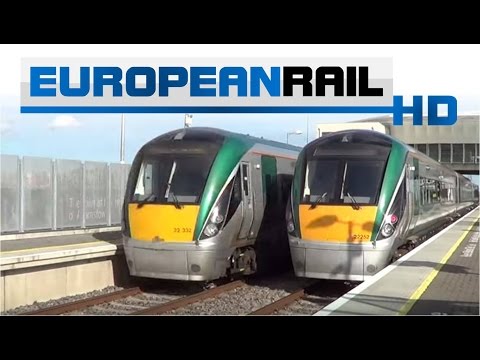 Iarnród Éireann Irish Rail Race ICR 22000 DMU 22052 arrives & 22032 passes Adamstown Station