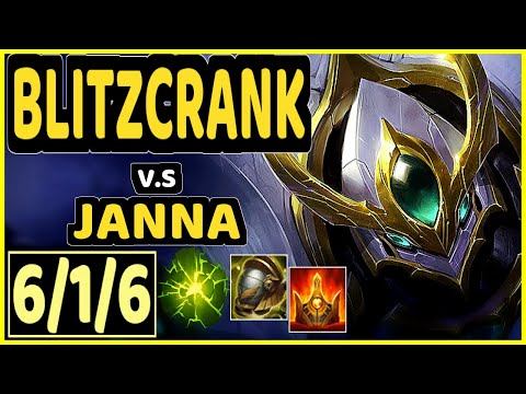 ZERGSTING (BLITZCRANK) vs JANNA - 6/1/6 KDA BOTTOM SUPPORT GAMEPLAY - EUW Ranked GRANDMASTER