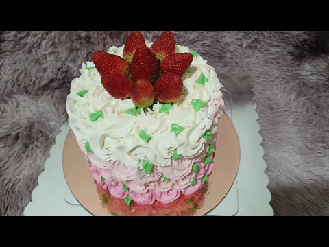 Simple design rosette cake red velvet and vanilla butter cake fresh strawberry topping