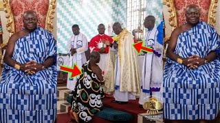 Otumfuo Asantehene Osei Tutu II Spotted Kneeling Before Anglican Bishop 4 Prayers, Ghanaians Reacted