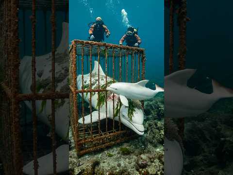 Emotional rescue: baby dolphin leads humans to save its albino mother #dolphin