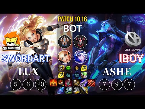 SN SwordArt Lux vs VG iBoy Ashe Bot - KR Patch 10.16