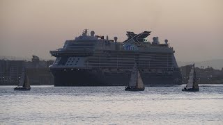 Cruise Ship CELEBRITY EDGE Leaves Auckland 4K