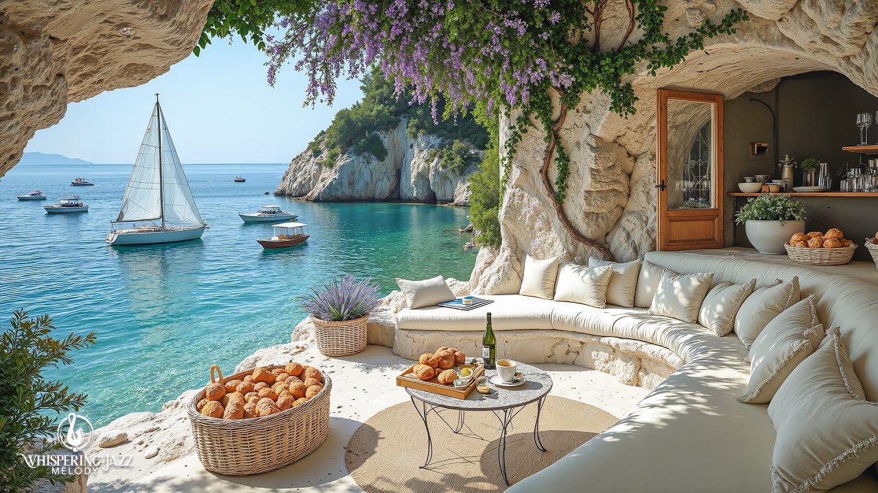 Relaxing Cafe Jazz | Positive Cafe Jazz With Pristine Sounds Of The Sea For Relaxing, Relieve Str...