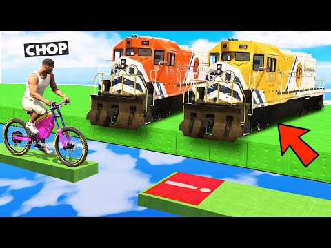 GTA 5 CHOP DODGED INCOMING TRAINS IN CARS VS BMX CHALLENGE
