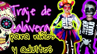 traje de calavera / catrina fácil y económico sin coser/ disfraces para niños y niñas