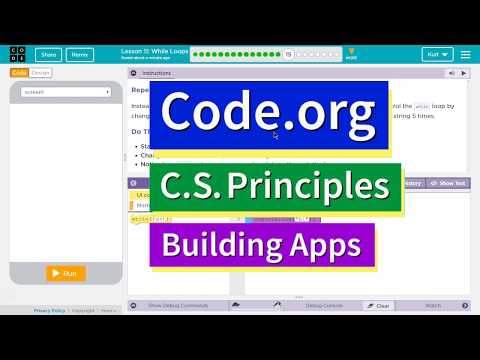 While Loops Lesson 11.15 Tutorial with Answers Code.org CS Principles