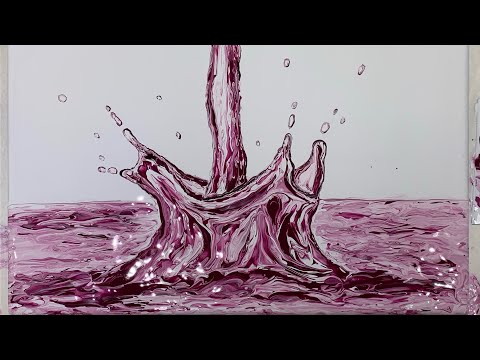 (355) Red Wine SPLASH! Fluid Acrylic Painting - Swipe - Impressionism - Flow Art