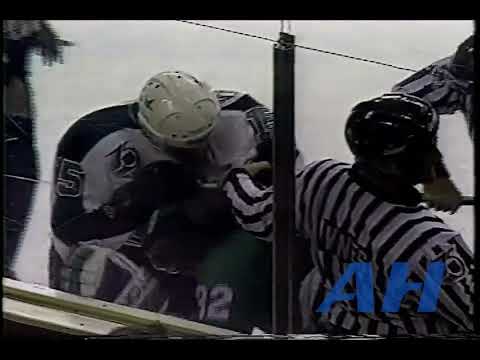 NHL Jan. 28, 1992 Hartford Whalers v Minnesota North Stars (R) Mark Tinordi v Randy Ladouceur (R)