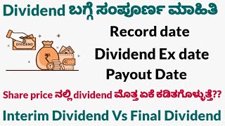 All you need to know about dividend|Dividend explained in Kannada|Ex date|Record date|Interim|Final