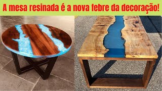 MESA DE RESINA - INCRVEIS  designers MESA de MADEIRA com RESINA EPXI - MESA RESINADA