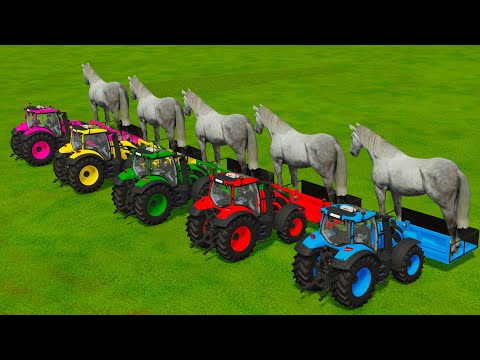 LOAD AND TRANSPORT HORSE WITH JOHN DERRE, RIGI TRAC TRACTORS - Farming Simulator 25