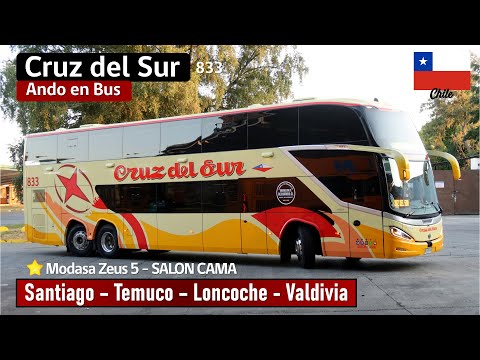BUSES CRUZ DEL SUR 833 SANTIAGO VALDIVIA trip on a Modasa Zeus 5 Volvo VLHT69 bus.