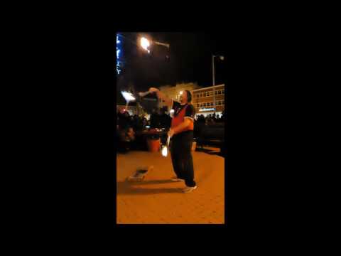 Fire Juggler Keith Leaf celebrates Chanukah in Morristown