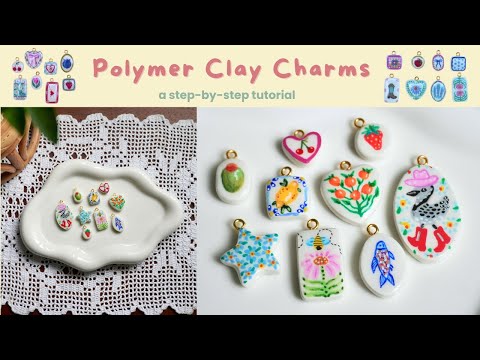 How to make polymer clay charms for jewelry and keychains | Step by step tutorial 
