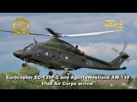 Eurocopter EC-135 and AgustaWestland AW-139 from the Irish Air Corps arrival RAF Fairford RIAT 2025