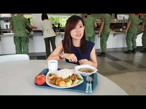 Senior nutritionist Regina Lim explaining the contents of a typical SAF cookhouse meal