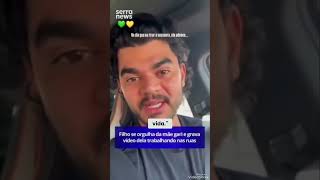 Filho de gari mostra orgulho da mãe trabalhando na chuva e dá aula que o Lula nunca vai entender
