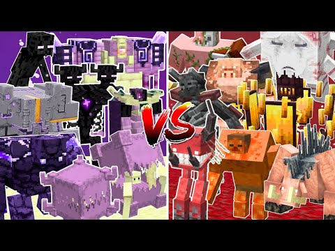 ALL MINECRAFT MUTANT END MOBS vs ALL MINECRAFT MUTANT NETHER MOBS | Minecraft Mob Battle