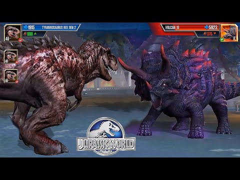 T REX GEN 2 VS VULCAN 19 - BOSS FIGHT | JURASSIC WORLD THE GAME