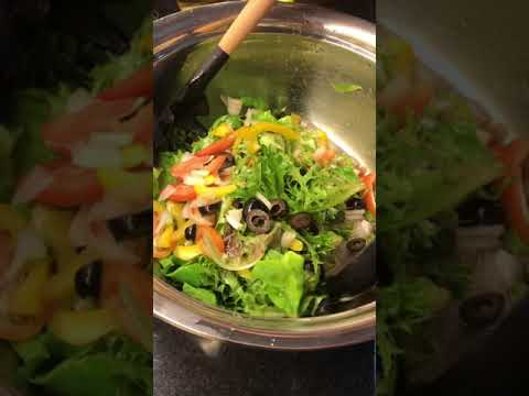 Homemade dressing and Salad tossing