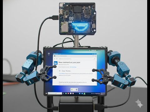 Arduino Uno Q Project | Desk Bot Concept | Bot functions as Social Media Assistant Manager