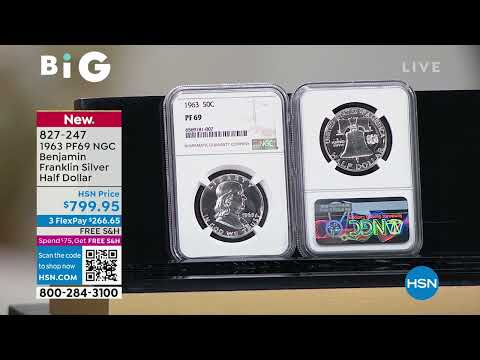 1963 PF69 NGC Benjamin Franklin 90% Silver Half Dollar