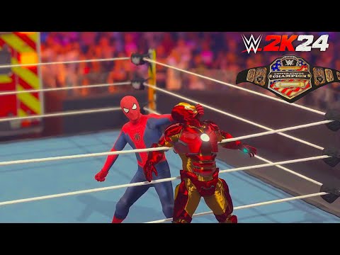 Iron Man Vs Spider-Man Epic Battle For United States Championship | Avenger Vs Avenger - WWE 2K24