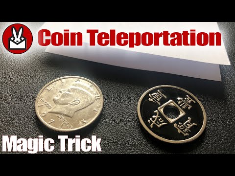 Teleporting Coins Magic Trick Chinese and Half Dollar Coins