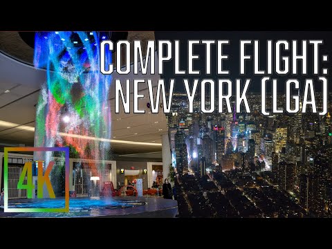 COMPLETE Dark Flight Ambience | LaGuardia Airport (LGA)  | Takeoff & Landing | Call Dings | 4K