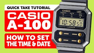 Casio A-100 (Module 3503) HOW TO set the TIME and DATE