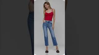 RISEN Full Size Tummy Control High Rise Crop Straight Jeans Plus Size