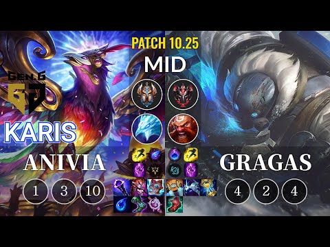 GEN Karis Anivia vs Gragas Mid - KR Patch 10.25