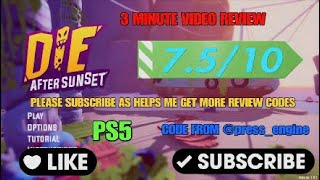 Die After Sunset 3 Minute Video Review