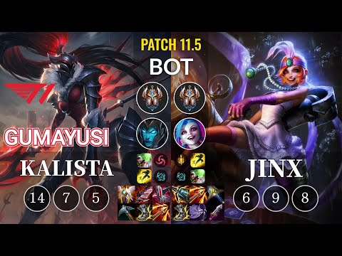 T1 Gumayusi Kalista vs Jinx Bot - KR Patch 11.5