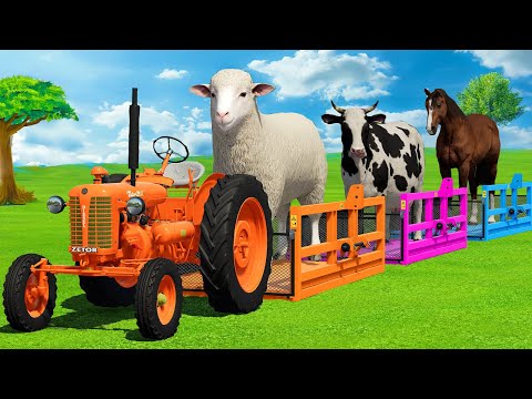CONVOY TRANSPORT WITH SHEEPS, COWS, BULLS, HORSES, RAMS, GOATS & TRACTORS - FS25