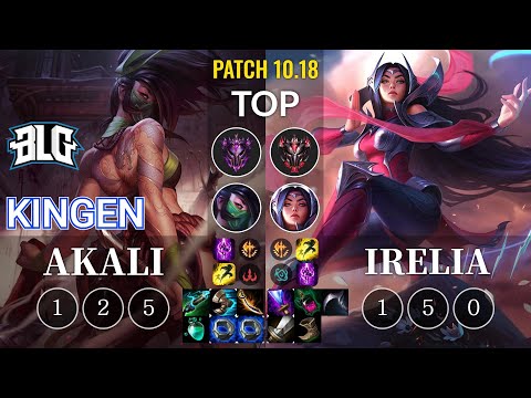 BLG Kingen Akali vs Irelia Top - KR Patch 10.18