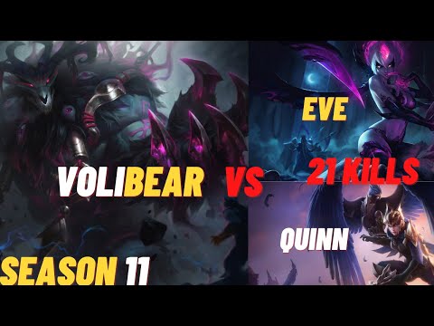 Volibear jungle vs fed eve & quinn Season 11 lol gameplay