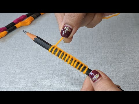 Amazing Hand Embroidery flower design trick with pencil.Easy Hand Embroidery Rose flower design idea