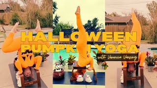 Halloween Pumpkin Yoga 🎃 | Cozy Fall Yoga Flow by the Pool with Veronica Vansing 🧡