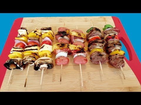 3 Deliciosas brochetas o pinchos, 3 delicious skewers