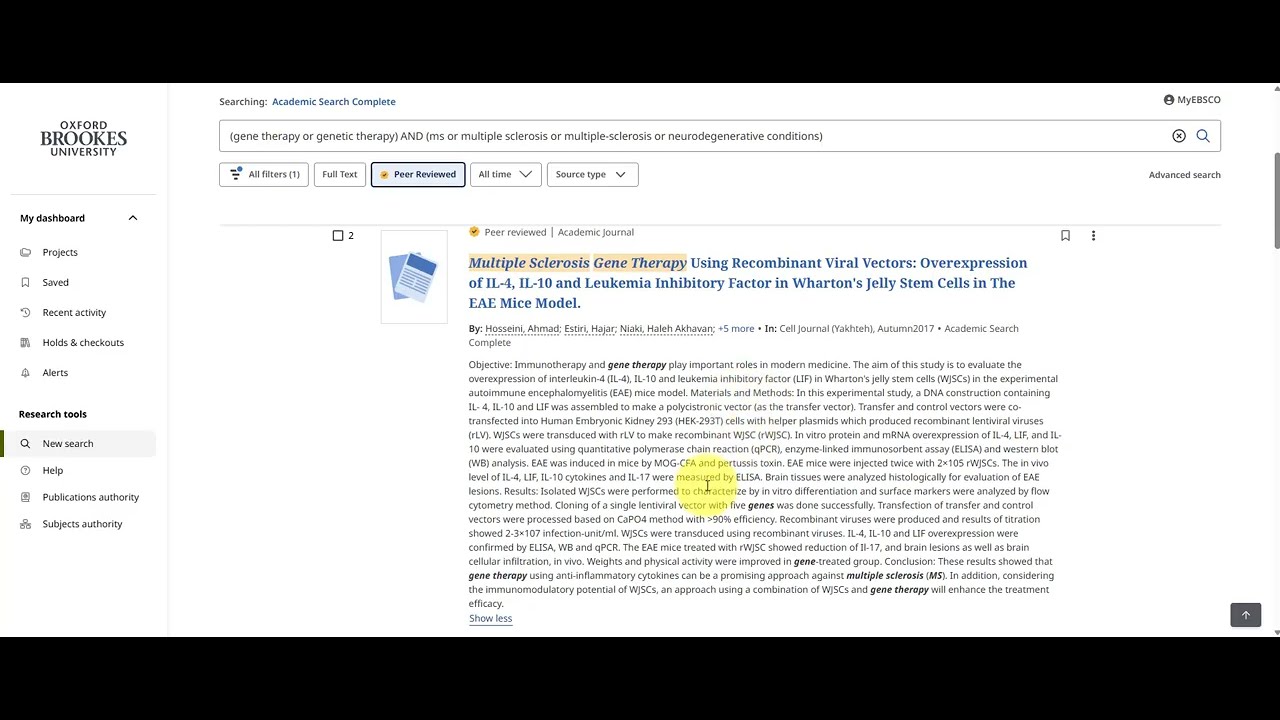 Using the Academic Search Complete Database (bioscience)