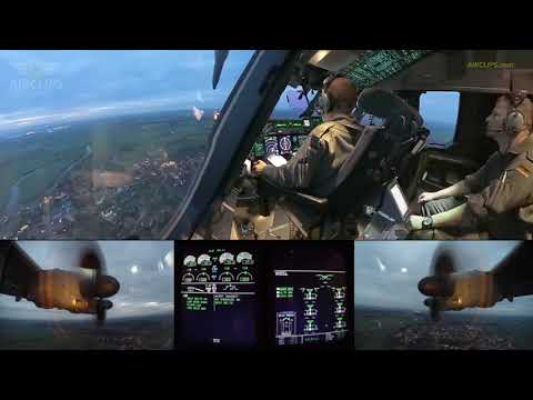 Luftwaffe A400M Cockpit Landing: Brand new heavy transport, top modern flight deck!  [AirClips]