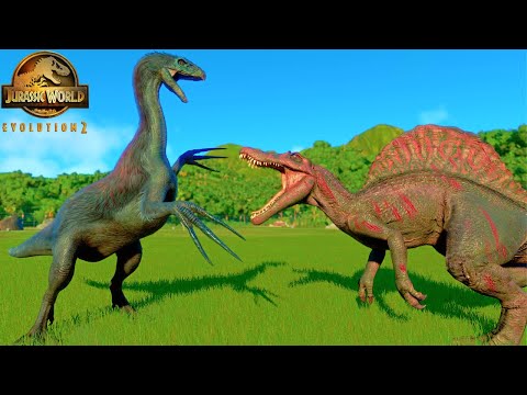 THERIZINOSAURUS vs SPINOSAURUS and Piscivore Dinosaurs Fights!🦖|Jurassic World Evolution 2|