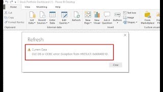 OLE DB or ODBC error: Exception from HRESULT: 0x80040E1D | Power bi Refresh Error