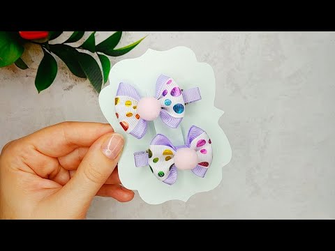 Bows for hair - Hair bow - Girls hair bows - How to make hair bows - Ribbon Embroidery - #craft #5