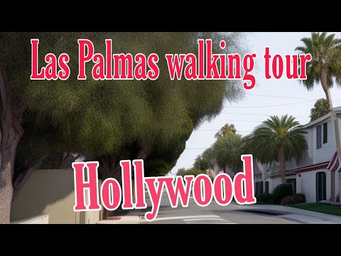Walking tour in Hollywood. Las Palmas avenue. Cinematic music!