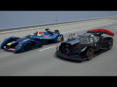 Koenigsegg Godzilla Dragster vs Red Bull X2010 - Drag Race 20 KM