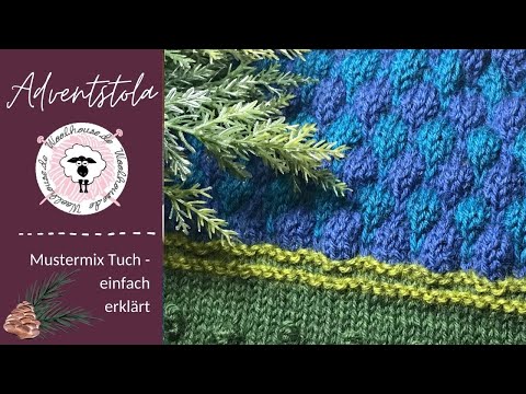 Pattern mix Advent scarf / Bubble pattern knitting / Part 12
